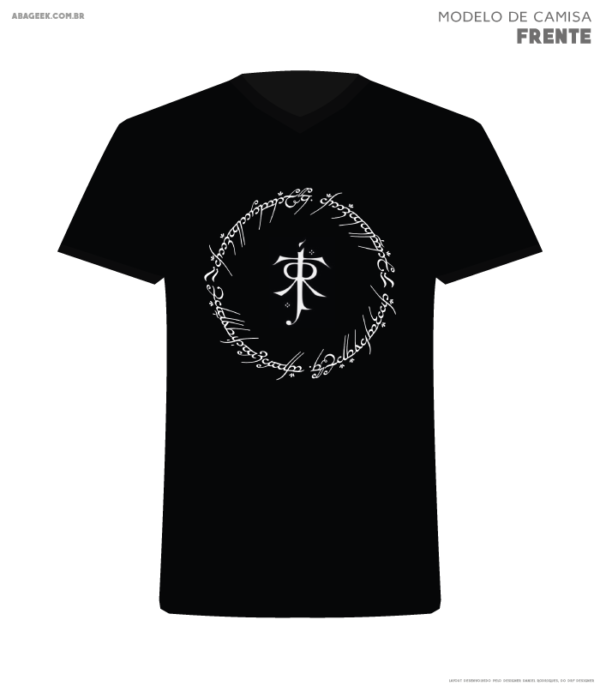 Camisa Ilustrada O Senhor dos Anéis O Hobbit Preto Frente
